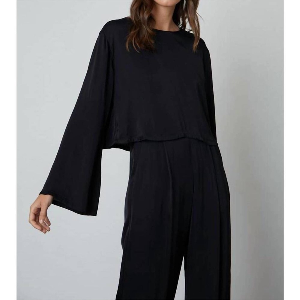 NWOT Women’s VELVET BY GRAHAM & SPENCER Cropped Silky Button Back Blouse (S) - Picture 3 of 9